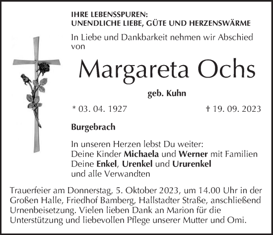 Anzeige von Margareta Ochs von MGO