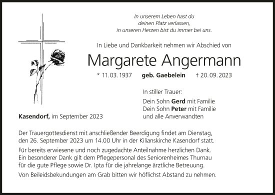 Anzeige von Margarete Angermann von MGO