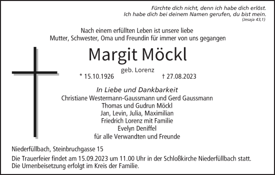 Anzeige von Margit Möckl von MGO