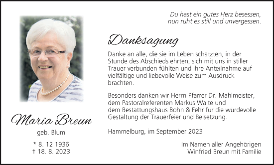Anzeige von Maria Breun von MGO