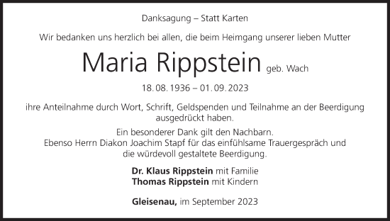 Anzeige von Maria Rippstein von MGO