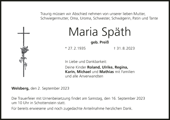 Anzeige von Maria Späth von MGO