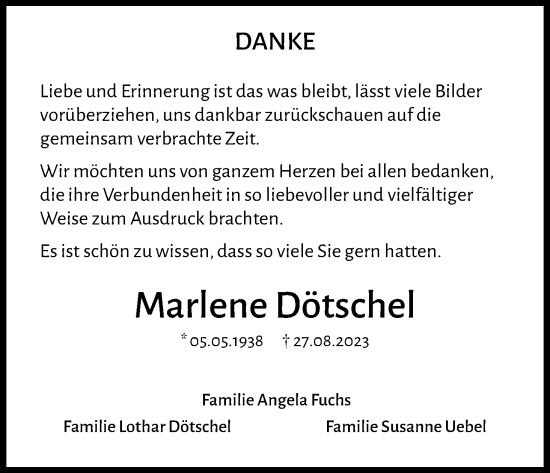 Anzeige von Marlene Dötschel von MGO