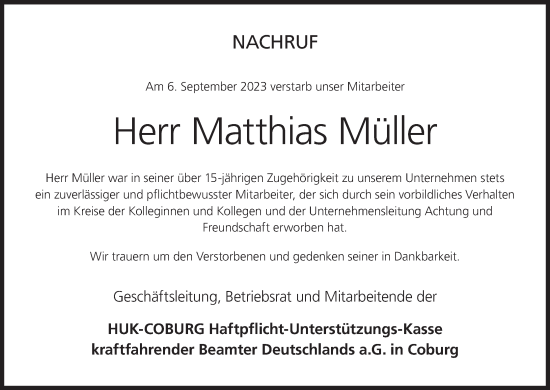 Anzeige von Matthias Müller von MGO