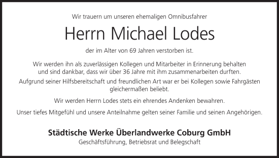 Anzeige von Michael Lodes von MGO