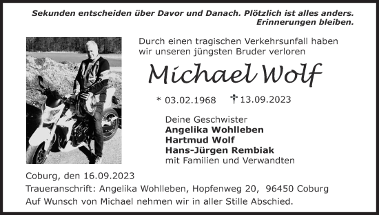 Anzeige von Michael Wolf von MGO