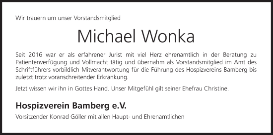 Anzeige von Michael Wonka von MGO