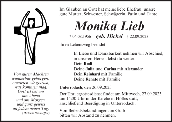 Anzeige von Monika Lieb von MGO