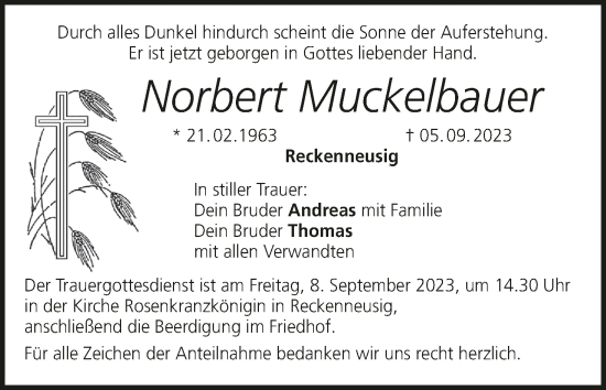 Anzeige von Norbert Muckelbauer von MGO
