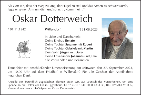 Anzeige von Oskar Dotterweich von MGO