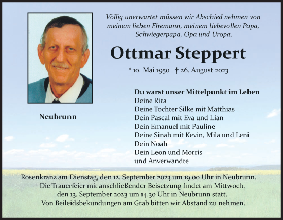 Anzeige von Ottmar Steppert von MGO