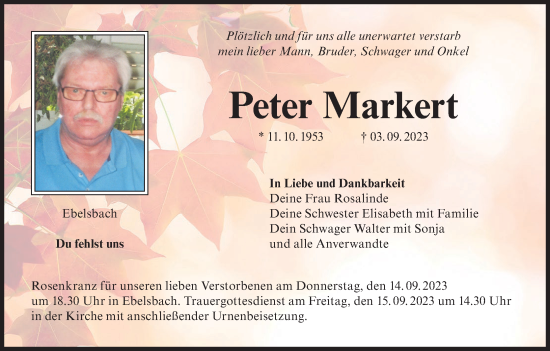 Anzeige von Peter Markert von MGO