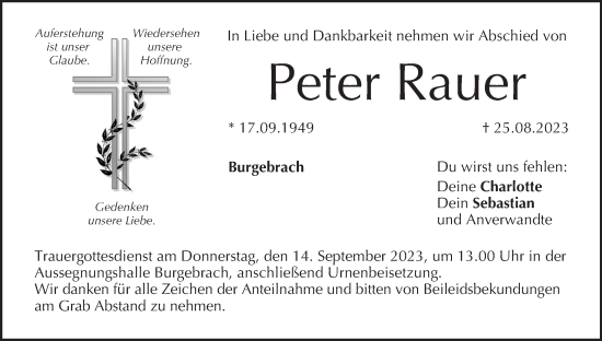 Anzeige von Peter Rauer von MGO