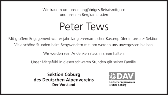 Anzeige von Peter Tews von MGO
