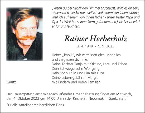 Anzeige von Rainer Herberholz von MGO