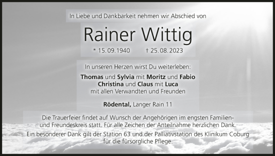 Anzeige von Rainer Wittig von MGO