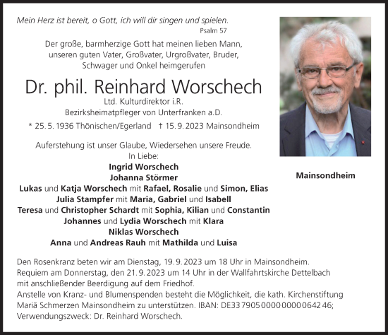 Anzeige von Reinhard Worschech von MGO