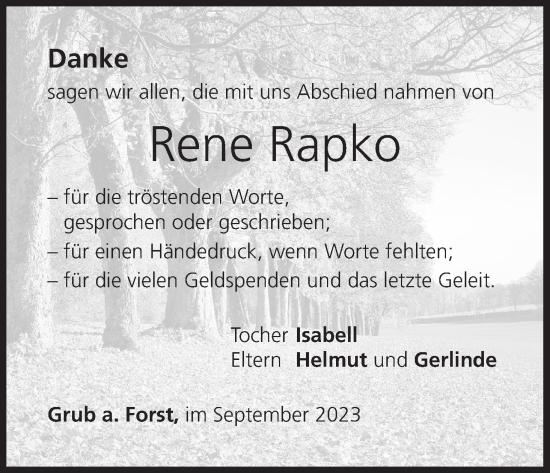 Anzeige von Rene Rapko von MGO