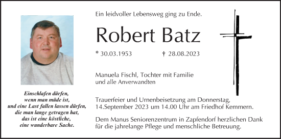 Anzeige von Robert Batz von MGO