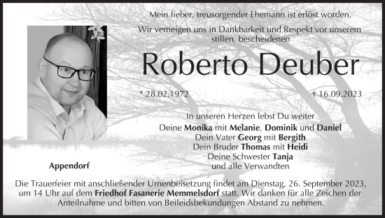 Anzeige von Roberto Deuer von MGO