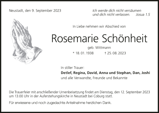 Anzeige von Rosemarie Schönheit von MGO