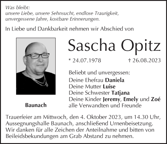 Anzeige von Sascha Opitz von MGO