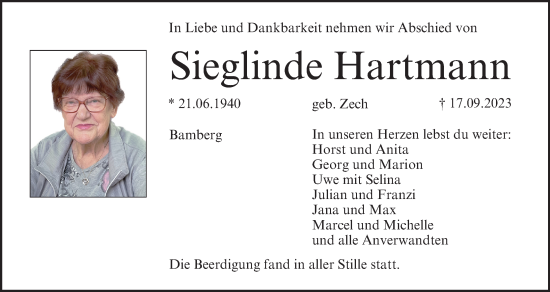 Anzeige von Sieglinde Hartmann von MGO