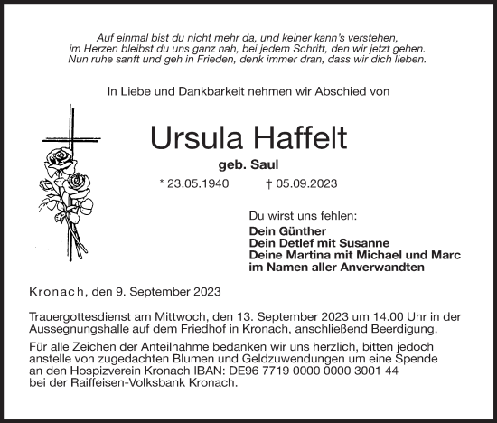 Anzeige von Ursula Haffelt von MGO