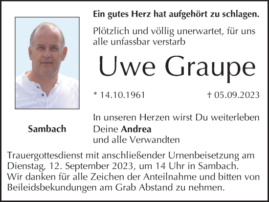 Anzeige von Uwe Graupe von MGO