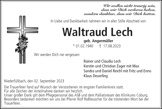 Anzeige von Waltraud Lech von MGO