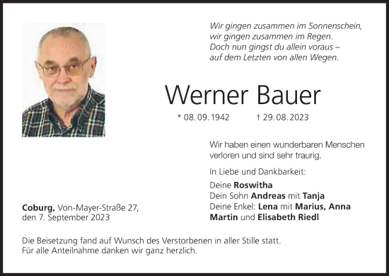 Anzeige von Werner Bauer von MGO