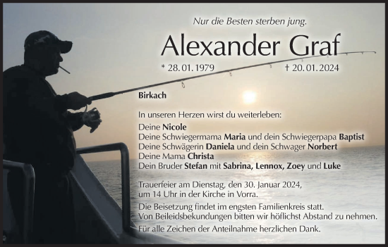 Anzeige von Alexander Graf von MGO
