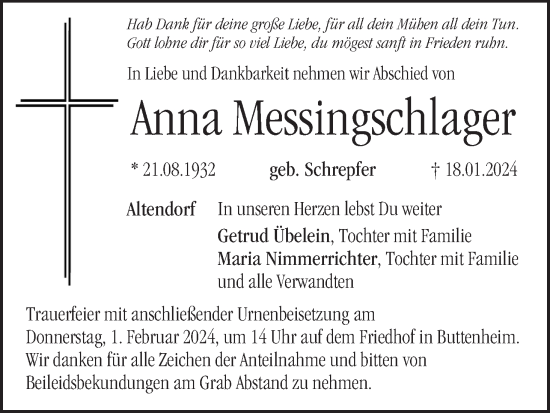 Anzeige von Anna Messingschlager von MGO