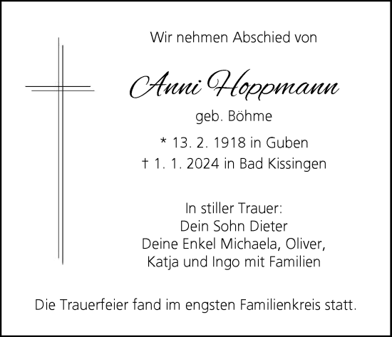 Anzeige von Anni Hoppmann von MGO
