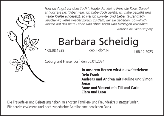 Anzeige von Barbara Scheidig von MGO