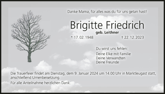 Anzeige von Brigitte Friedrich von MGO