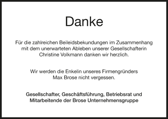 Anzeige von Christine Volkmann von MGO