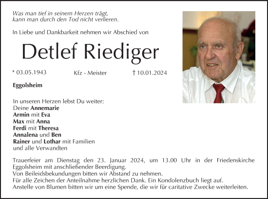 Anzeige von Detlef Riediger von MGO