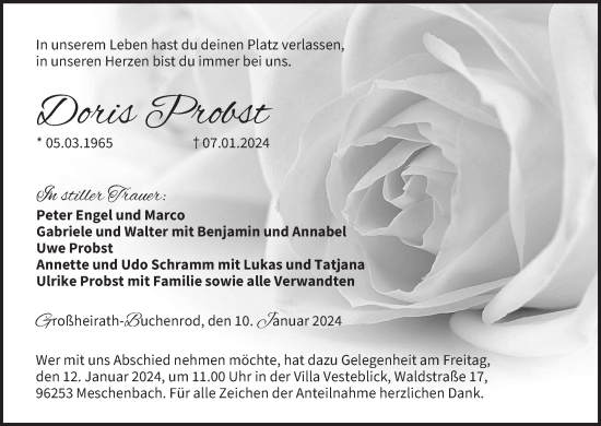Anzeige von Doris Probst von MGO