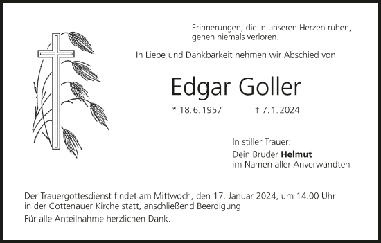 Anzeige von Edgar Goller von MGO