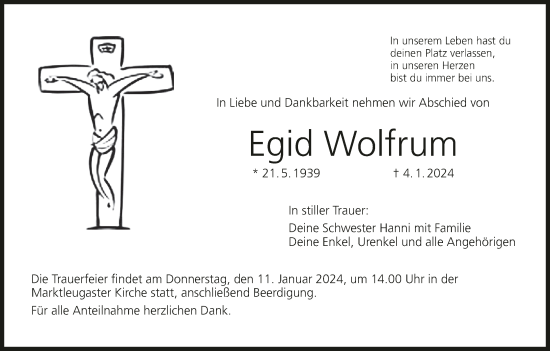 Anzeige von Egid Wolfrum von MGO