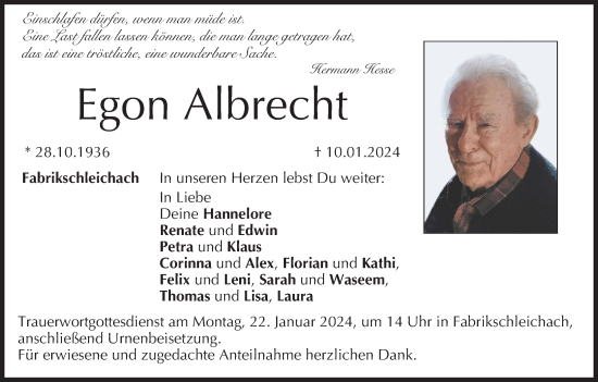 Anzeige von Egon Albrecht von MGO