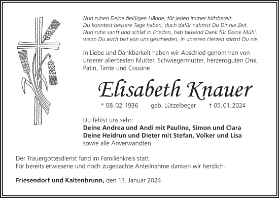 Anzeige von Elisabeth Knauer von MGO