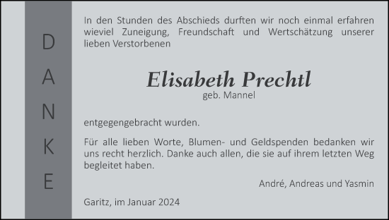 Anzeige von Elisabeth Prechtl von MGO