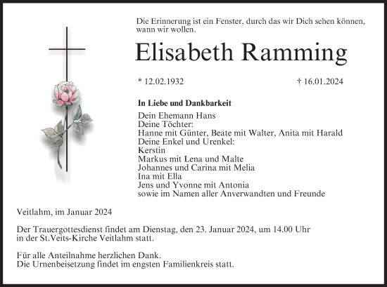 Anzeige von Elisabeth Ramming von MGO