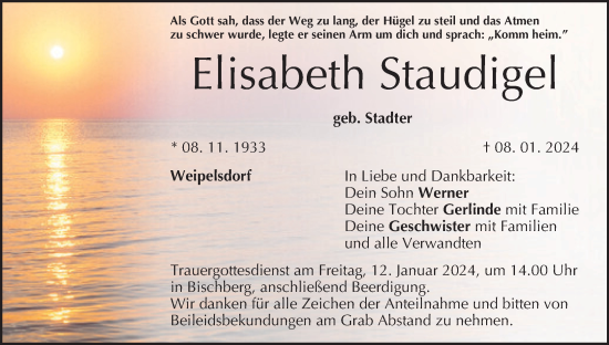 Anzeige von Elisabeth Staudigel von MGO