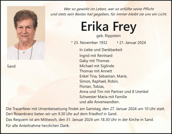 Anzeige von Erika Frey von MGO