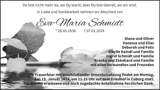 Anzeige von Eva-Maria Schmidt von MGO