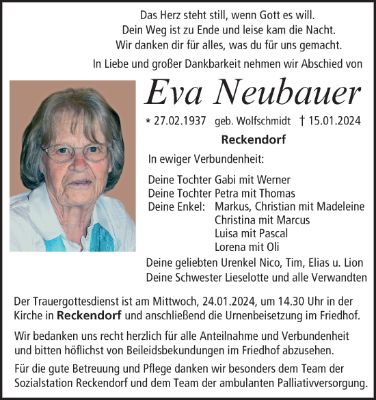 Anzeige von Eva Neubauer von MGO