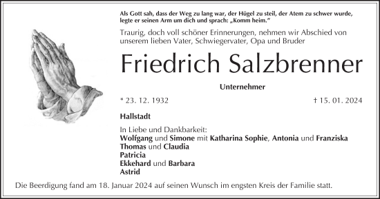 Anzeige von Friedrich Salzbrenner von MGO